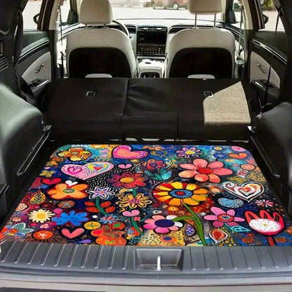 Tappeto da bagagliaio universale in velluto cristallo 🚗✨🧵 realizzato in velluto cristallo, con fondo a puntini e bordi a doppia cucitura, mantiene stabile il tappeto durante la guida e intrappola polvere e detriti per mantenere il bagagliaio ordinato.