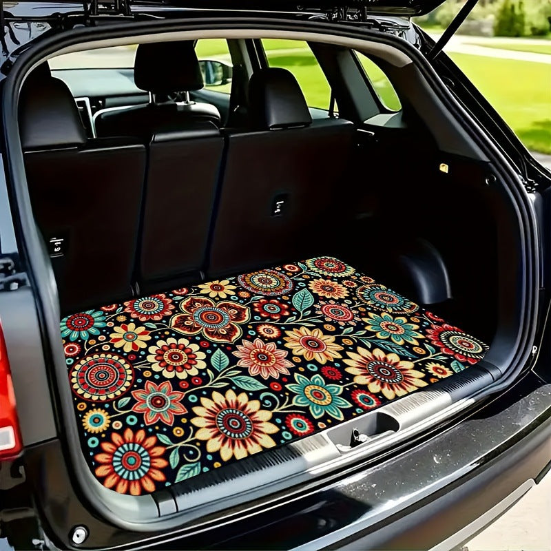 Tappeto da bagagliaio universale in velluto cristallo 🚗✨🧵 realizzato in velluto cristallo, con fondo a puntini e bordi a doppia cucitura, mantiene stabile il tappeto durante la guida e intrappola polvere e detriti per mantenere il bagagliaio ordinato.