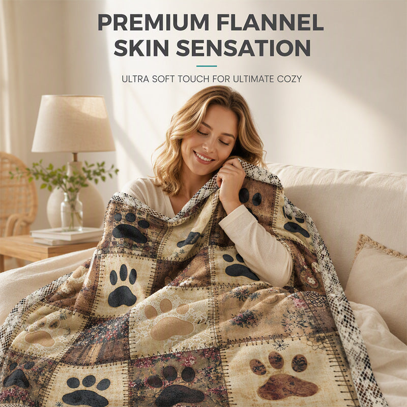 🐾 Coperta Morbida in Flanella a Impronte di Zampa | Calda e Avvolgente ma Leggera 🤗 | Stampa Vivace e Duratura ✨ | 2 Colori e 7 Dimensioni, da 70×100 a 160×220 cm 📏 | Perfetta per Divano, Letto e Viaggi 🛋️