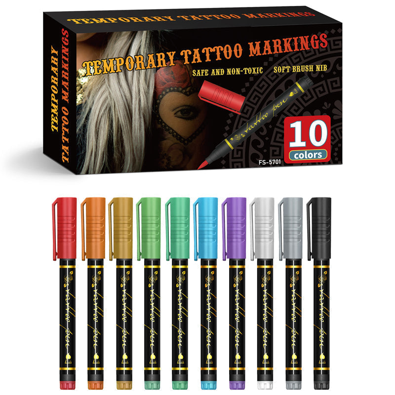 Set di pennarelli per tatuaggi temporanei in 10/15 colori 🖊️