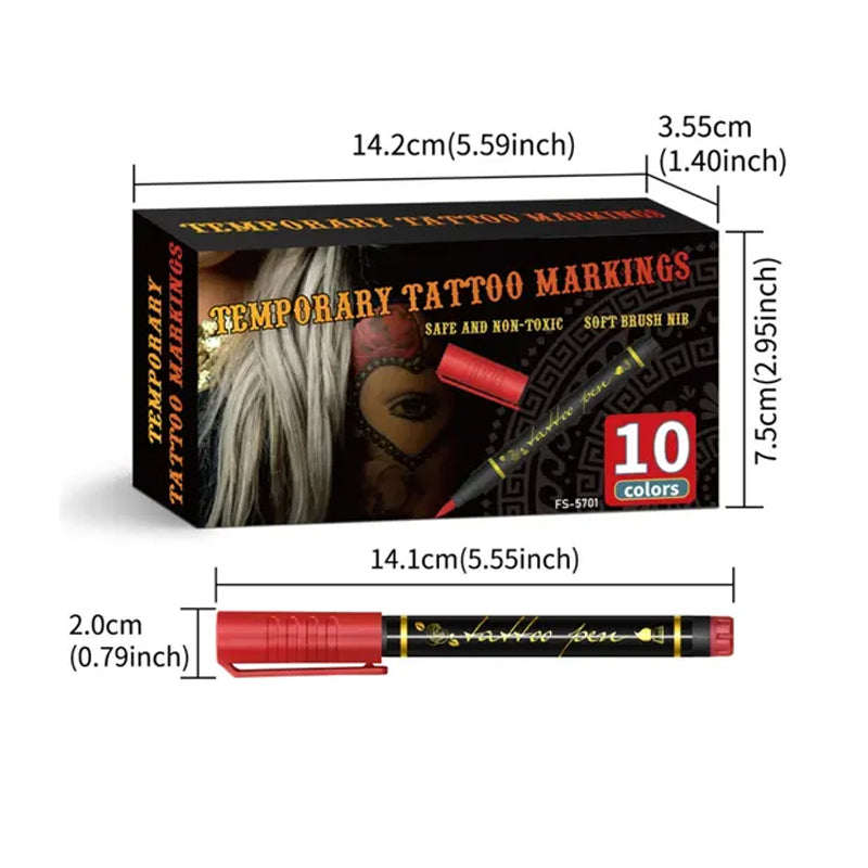 Set di pennarelli per tatuaggi temporanei in 10/15 colori 🖊️