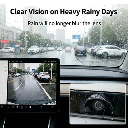 🛡️Copertura protettiva per telecamera auto, sicurezza di guida per tutta la famiglia 💧Deflusso acqua｜☀️Protezione solare 👧👦Garantisce visione posteriore priva di ostacoli durante i viaggi familiari. 🔩Si fissa rapidamente senza forature!