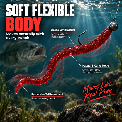 ⏳ SCONTO 50% LIMITATO! 🎣 Esche artificiali morbide a verme! ✅Migliaia di clienti soddisfatti! 🐟Movimento realistico, attirano facilmente i pesci!