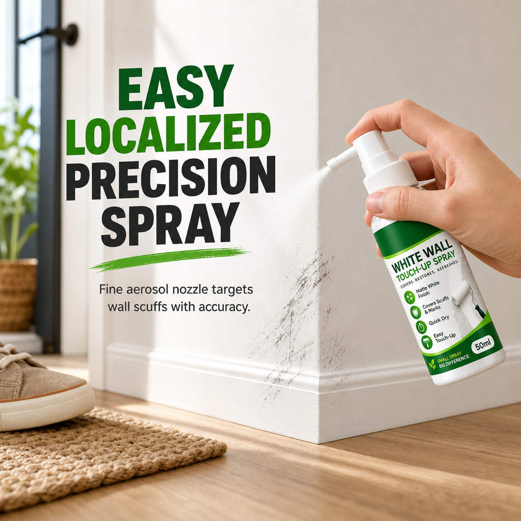 Spray riparatore per pareti bianco opaco 🏡⚪💨 Spruzzo di precisione, finitura bianca opaca, copre macchie e graffi sulle pareti, si integra con l'intonaco e protegge la superficie per un risultato curato senza grandi lavori.