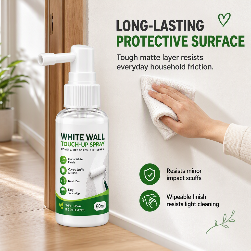 Spray riparatore per pareti bianco opaco 🏡⚪💨 Spruzzo di precisione, finitura bianca opaca, copre macchie e graffi sulle pareti, si integra con l'intonaco e protegge la superficie per un risultato curato senza grandi lavori.