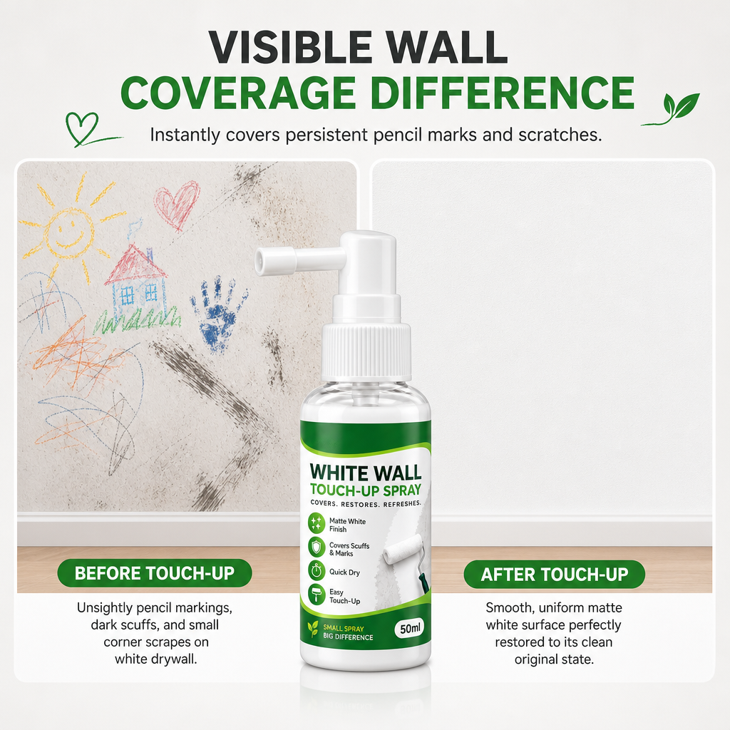Spray riparatore per pareti bianco opaco 🏡⚪💨 Spruzzo di precisione, finitura bianca opaca, copre macchie e graffi sulle pareti, si integra con l'intonaco e protegge la superficie per un risultato curato senza grandi lavori.