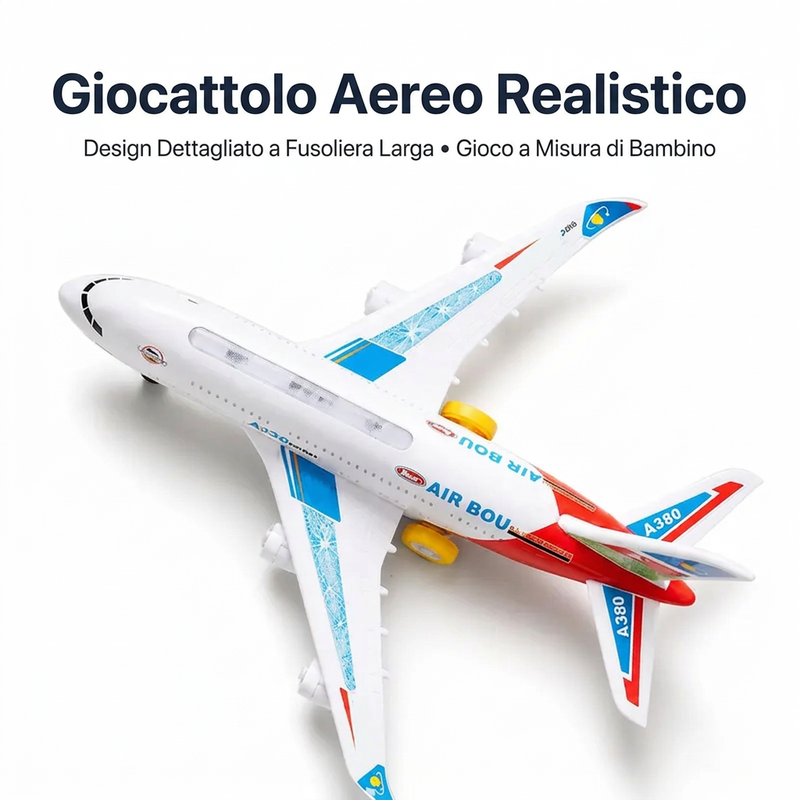 🏠Aeroplano sicuro per bambini con luci e musica educative 👶Gioco educativo｜🍃Materiale sicuro｜✨Sviluppo sensoriale. 👶Stimola fantasia e capacità uditiva dei bambini. 🍃Materiale innocuo e privo di parti pericolose.
