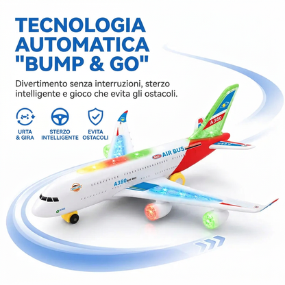 🏠Aeroplano sicuro per bambini con luci e musica educative 👶Gioco educativo｜🍃Materiale sicuro｜✨Sviluppo sensoriale. 👶Stimola fantasia e capacità uditiva dei bambini. 🍃Materiale innocuo e privo di parti pericolose.
