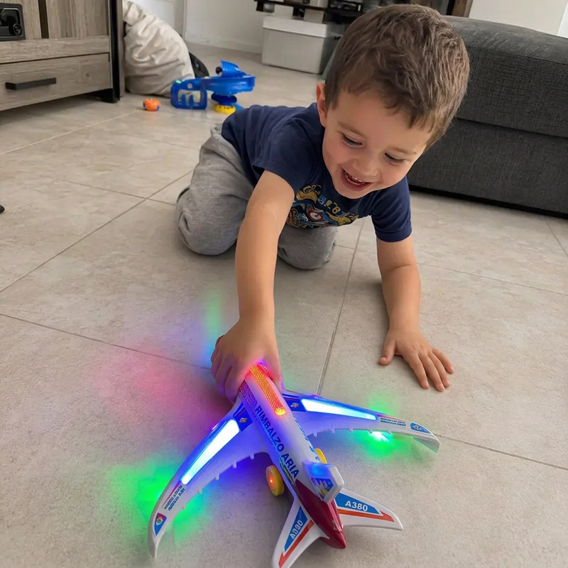 🏠Aeroplano sicuro per bambini con luci e musica educative 👶Gioco educativo｜🍃Materiale sicuro｜✨Sviluppo sensoriale. 👶Stimola fantasia e capacità uditiva dei bambini. 🍃Materiale innocuo e privo di parti pericolose.