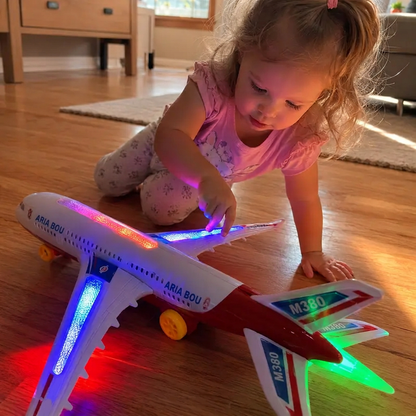 🏠Aeroplano sicuro per bambini con luci e musica educative 👶Gioco educativo｜🍃Materiale sicuro｜✨Sviluppo sensoriale. 👶Stimola fantasia e capacità uditiva dei bambini. 🍃Materiale innocuo e privo di parti pericolose.
