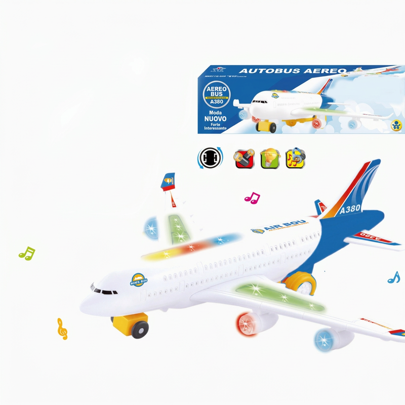 🏠Aeroplano sicuro per bambini con luci e musica educative 👶Gioco educativo｜🍃Materiale sicuro｜✨Sviluppo sensoriale. 👶Stimola fantasia e capacità uditiva dei bambini. 🍃Materiale innocuo e privo di parti pericolose.