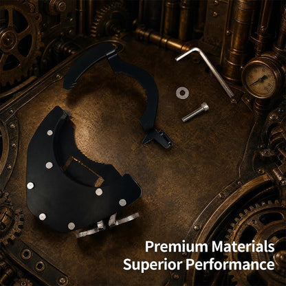 Supporto Meccanico Acceleratore Moto🏍️⚖️🔧 Dispositivo nero 73×38 mm, 147g, crea attrito sulla manopola per ridurre la tensione del polso su strade dritte, con sgancio istantaneo in qualsiasi momento.