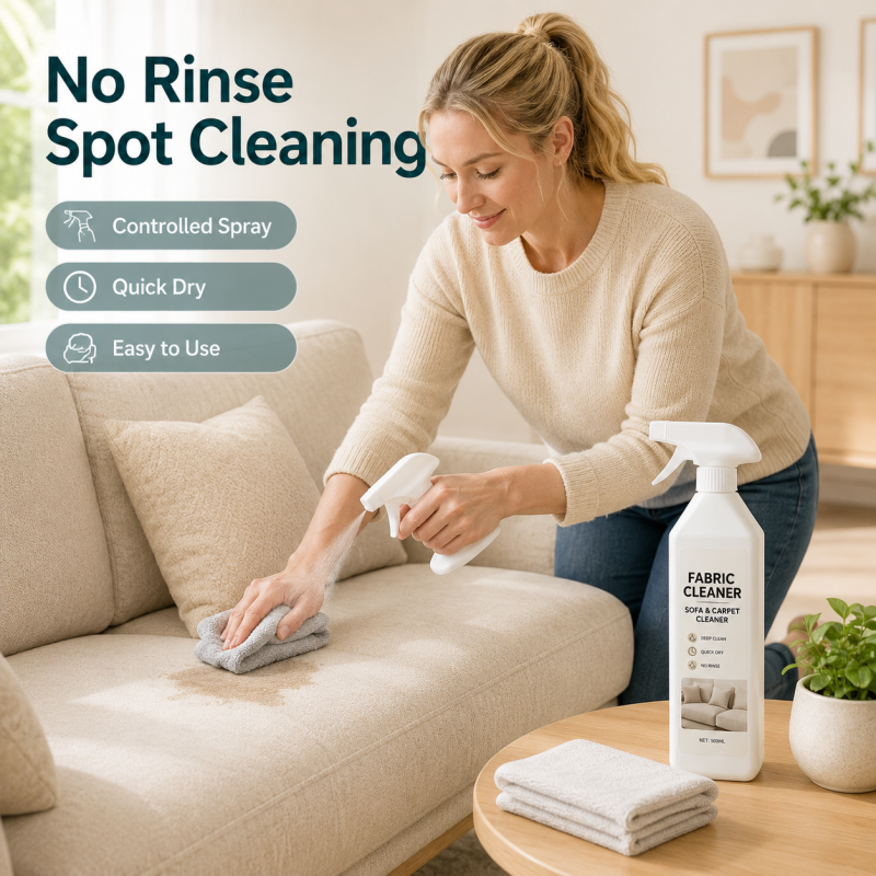 Spray Detergente Senza Risciacquo per Tessuti e Imbottiti 🧴🧹⏱️ Senza acqua e risciacquo, rimuove rapidamente macchie da divani e sedili auto, con asciugatura veloce per mantenere i tessuti puliti con pochi gesti.