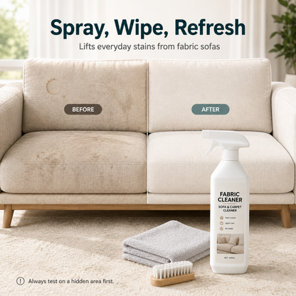 Spray Detergente Senza Risciacquo per Tessuti e Imbottiti 🧴🧹⏱️ Senza acqua e risciacquo, rimuove rapidamente macchie da divani e sedili auto, con asciugatura veloce per mantenere i tessuti puliti con pochi gesti.