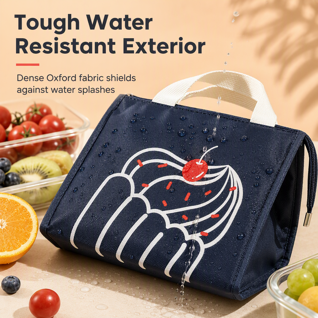 Borsa termica porta pranzo in tessuto 420D, isolante e impermeabile 🕒Lunga conservazione｜💧Tessuto impermeabile｜🎒Design compatto. Il rivestimento in alluminio mantiene caldo il cibo per ore, il tessuto Oxford respinge macchie e acqua.