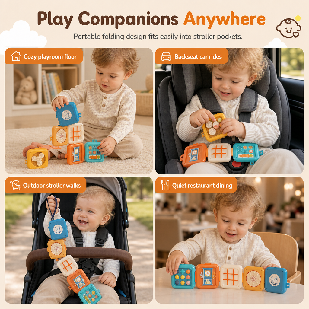 Emphasize development: ✨ Palla Attività Sensoriale Impilabile – 5 Lati di Gioco, Pulsanti e Ingranaggi – Bordi Lisci e Sicuri – Perfetta per Viaggi e Gioco! 50% OFF 🧸