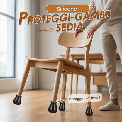 24 protezioni per piedi di sedia in silicone con pattini in feltro per pavimenti