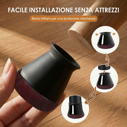 24 protezioni per piedi di sedia in silicone con pattini in feltro per pavimenti