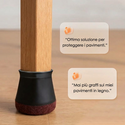 24 protezioni per piedi di sedia in silicone con pattini in feltro per pavimenti