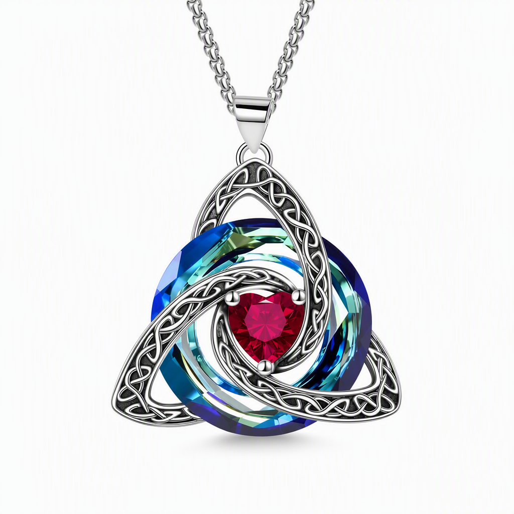 Collana Nodo Celtico con Ciondolo Cuore in Cristallo 💐💎❤️ Metallo in rame delicato non irrita la pelle del collo, il zircone riflette la luce in ogni movimento, la catena regolabile si adatta alla clavicola e si abbina facilmente a ogni outfit quotidiano.