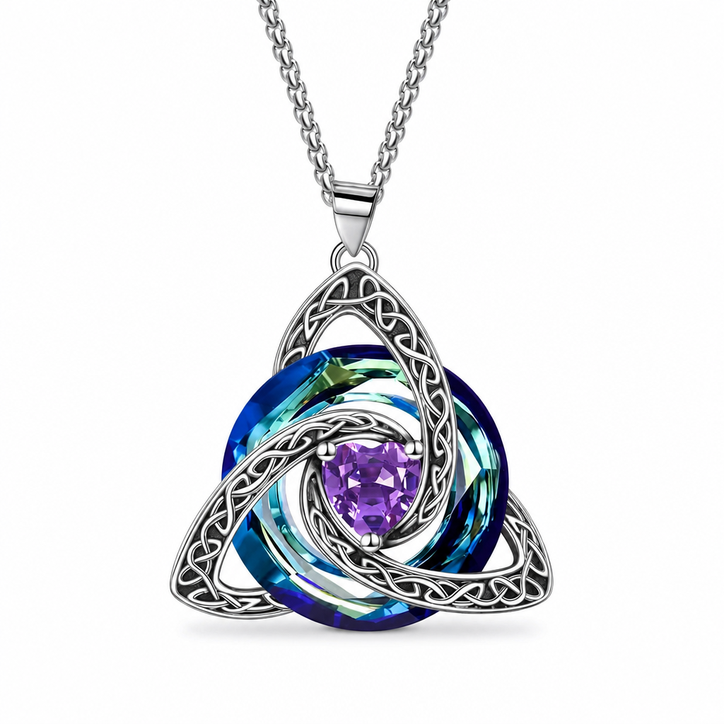 Collana Nodo Celtico con Ciondolo Cuore in Cristallo 💐💎❤️ Metallo in rame delicato non irrita la pelle del collo, il zircone riflette la luce in ogni movimento, la catena regolabile si adatta alla clavicola e si abbina facilmente a ogni outfit quotidiano.
