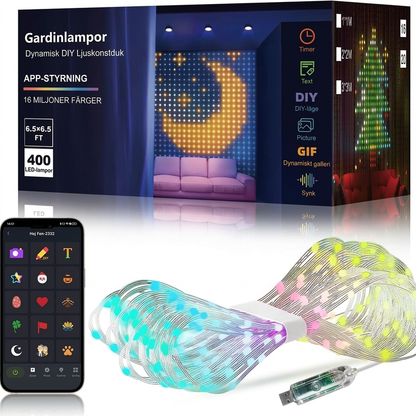 Tenda Luci LED Smart Impermeabile 🎬💧📱 Personalizza immagini e animazioni, sincronizza le luci con la musica, installala su finestra o balcone per creare atmosfere cinematografiche per le tue serate e celebrazioni.