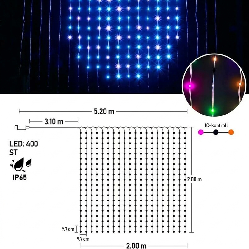 Tenda Luci LED Smart Impermeabile 🎬💧📱 Personalizza immagini e animazioni, sincronizza le luci con la musica, installala su finestra o balcone per creare atmosfere cinematografiche per le tue serate e celebrazioni.