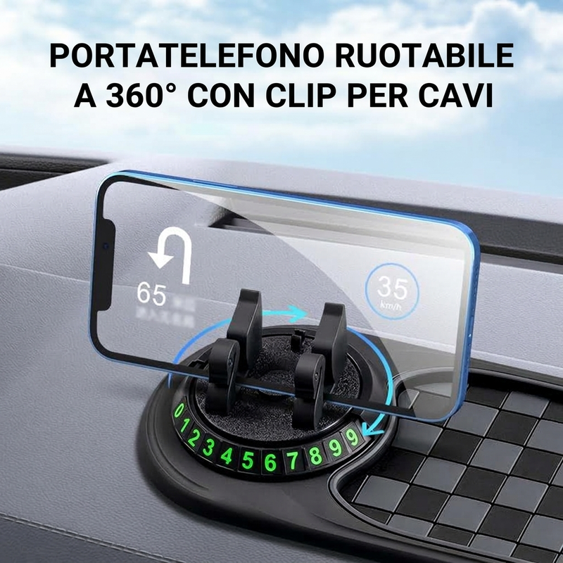 ⏳ OFFERTA LIMITATA SCONTO 50%! 🚗 Tappetino Antiscivolo Cruscotto Auto 360°! ✅ Recensioni verificate! 🔥Supporto telefono + clip cavi + adesivi numeri inclusi, 🚙anti-scivolo anche su strade sconnesse!