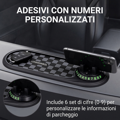⏳ OFFERTA LIMITATA SCONTO 50%! 🚗 Tappetino Antiscivolo Cruscotto Auto 360°! ✅ Recensioni verificate! 🔥Supporto telefono + clip cavi + adesivi numeri inclusi, 🚙anti-scivolo anche su strade sconnesse!
