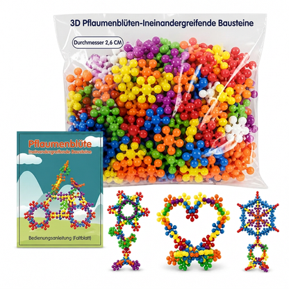 Blocchi 3D Fiocco di Neve 🧩🎨📐 Realizzati in plastica PP levigata con doppio incastro, questi blocchi disponibili in set da 100 a 600 pezzi permettono di creare strutture tridimensionali stabili e sviluppare la fantasia manuale del bambino.