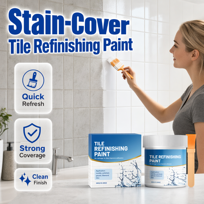 Pittura Rinnova Piastrelle 🖌️✨🎨 Barattolo da 300 g con pennello incluso, disponibile in bianco, grigio e nero, copre macchie e crea finitura lucida, rinfrescando velocemente le superfici del bagno senza grandi lavori.