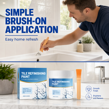 Pittura Rinnova Piastrelle 🖌️✨🎨 Barattolo da 300 g con pennello incluso, disponibile in bianco, grigio e nero, copre macchie e crea finitura lucida, rinfrescando velocemente le superfici del bagno senza grandi lavori.