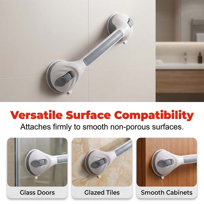 Maniglia Anticaduta per Bagno 🏡🔧🎨 Si fissa senza attrezzi su superfici lisce e disponibile in più colori, offre un sicuro punto di appoggio a tutti i componenti della famiglia per prevenire cadute accidentali nel bagno.