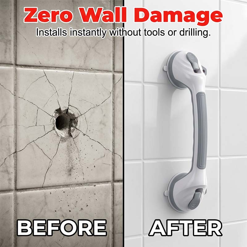 Maniglia Anticaduta per Bagno 🏡🔧🎨 Si fissa senza attrezzi su superfici lisce e disponibile in più colori, offre un sicuro punto di appoggio a tutti i componenti della famiglia per prevenire cadute accidentali nel bagno.