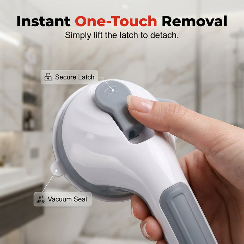 Maniglia Anticaduta per Bagno 🏡🔧🎨 Si fissa senza attrezzi su superfici lisce e disponibile in più colori, offre un sicuro punto di appoggio a tutti i componenti della famiglia per prevenire cadute accidentali nel bagno.