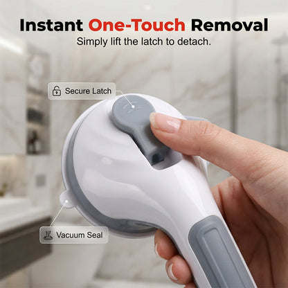 Maniglia Anticaduta per Bagno 🏡🔧🎨 Si fissa senza attrezzi su superfici lisce e disponibile in più colori, offre un sicuro punto di appoggio a tutti i componenti della famiglia per prevenire cadute accidentali nel bagno.