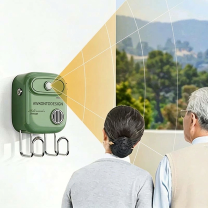 Promemoria Vocale Sensore Infrarosso 🎙️📏🏠 Dispositivo con registrazione vocale e sensore a 1,5 m, ganci integrati e installazione adesiva senza forare, attiva un messaggio personalizzato al tuo passaggio per ricordarti le cose prima di uscire.