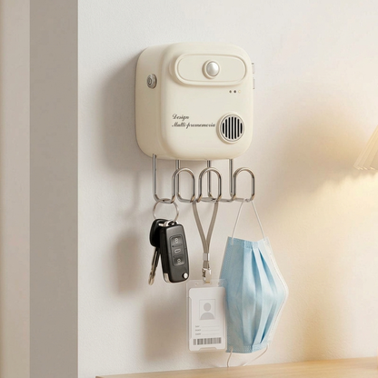 Promemoria Vocale Sensore Infrarosso 🎙️📏🏠 Dispositivo con registrazione vocale e sensore a 1,5 m, ganci integrati e installazione adesiva senza forare, attiva un messaggio personalizzato al tuo passaggio per ricordarti le cose prima di uscire.