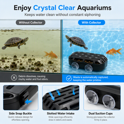Raccoglitore Rifiuti per Vasca Acquatica 💧🧲⚙️ Progettato per acque basse, intrappola automaticamente i residui sul fondo, con corpo in ABS e ventose per un montaggio semplice e ridurre i tempi di pulizia della vasca.