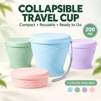 Bicchiere da viaggio pieghevole in silicone ⛺🥤🥛 Corpo in silicone pieghevole, bordo in acciaio, con fascetta di trasporto, si apre e si chiude velocemente, si lava facilmente e occupa poco spazio nello zaino per campeggio e viaggi.