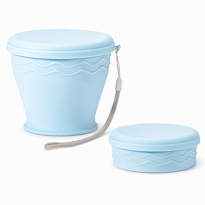 Bicchiere da viaggio pieghevole in silicone ⛺🥤🥛 Corpo in silicone pieghevole, bordo in acciaio, con fascetta di trasporto, si apre e si chiude velocemente, si lava facilmente e occupa poco spazio nello zaino per campeggio e viaggi.