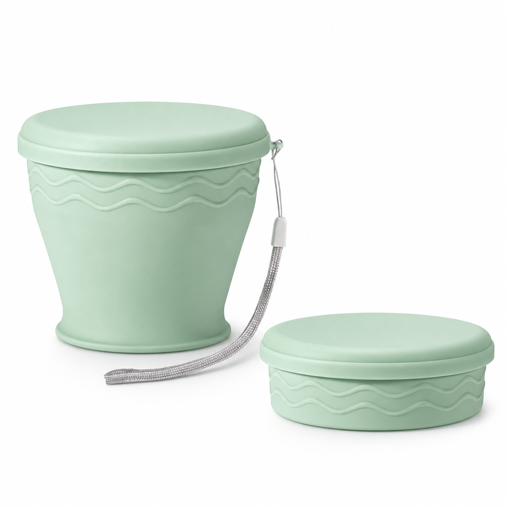 Bicchiere da viaggio pieghevole in silicone ⛺🥤🥛 Corpo in silicone pieghevole, bordo in acciaio, con fascetta di trasporto, si apre e si chiude velocemente, si lava facilmente e occupa poco spazio nello zaino per campeggio e viaggi.