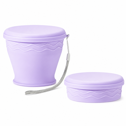 Bicchiere da viaggio pieghevole in silicone ⛺🥤🥛 Corpo in silicone pieghevole, bordo in acciaio, con fascetta di trasporto, si apre e si chiude velocemente, si lava facilmente e occupa poco spazio nello zaino per campeggio e viaggi.