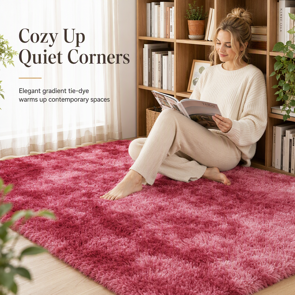 Tappeto Shaggy Velvet Morbidissimo 🏠🦶☁️ Il pelo alto in velluto isola il freddo del pavimento, base antiscivolo stabile, trama fitta senza pelucchi, lavabile, dona comfort costante nella tua stanza.