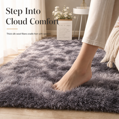 Tappeto Shaggy Velvet Morbidissimo 🏠🦶☁️ Il pelo alto in velluto isola il freddo del pavimento, base antiscivolo stabile, trama fitta senza pelucchi, lavabile, dona comfort costante nella tua stanza.
