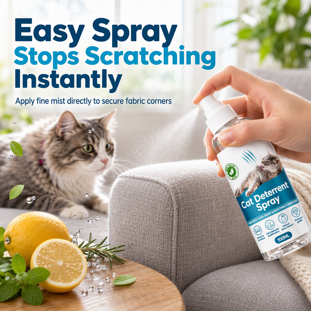 Spray disabituante antigraffio per gatti e cani 🐾🏠👜 Aroma agrumato, applicazione localizzata senza macchiare pelle e tessuti, disabituando gli animali a graffiare scarpe, borse e arredi per mantenere integri i tuoi oggetti.