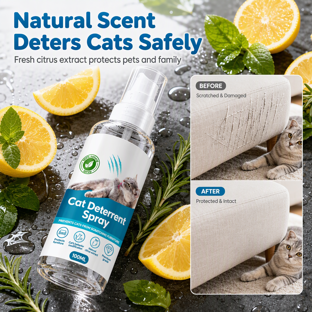Spray disabituante antigraffio per gatti e cani 🐾🏠👜 Aroma agrumato, applicazione localizzata senza macchiare pelle e tessuti, disabituando gli animali a graffiare scarpe, borse e arredi per mantenere integri i tuoi oggetti.