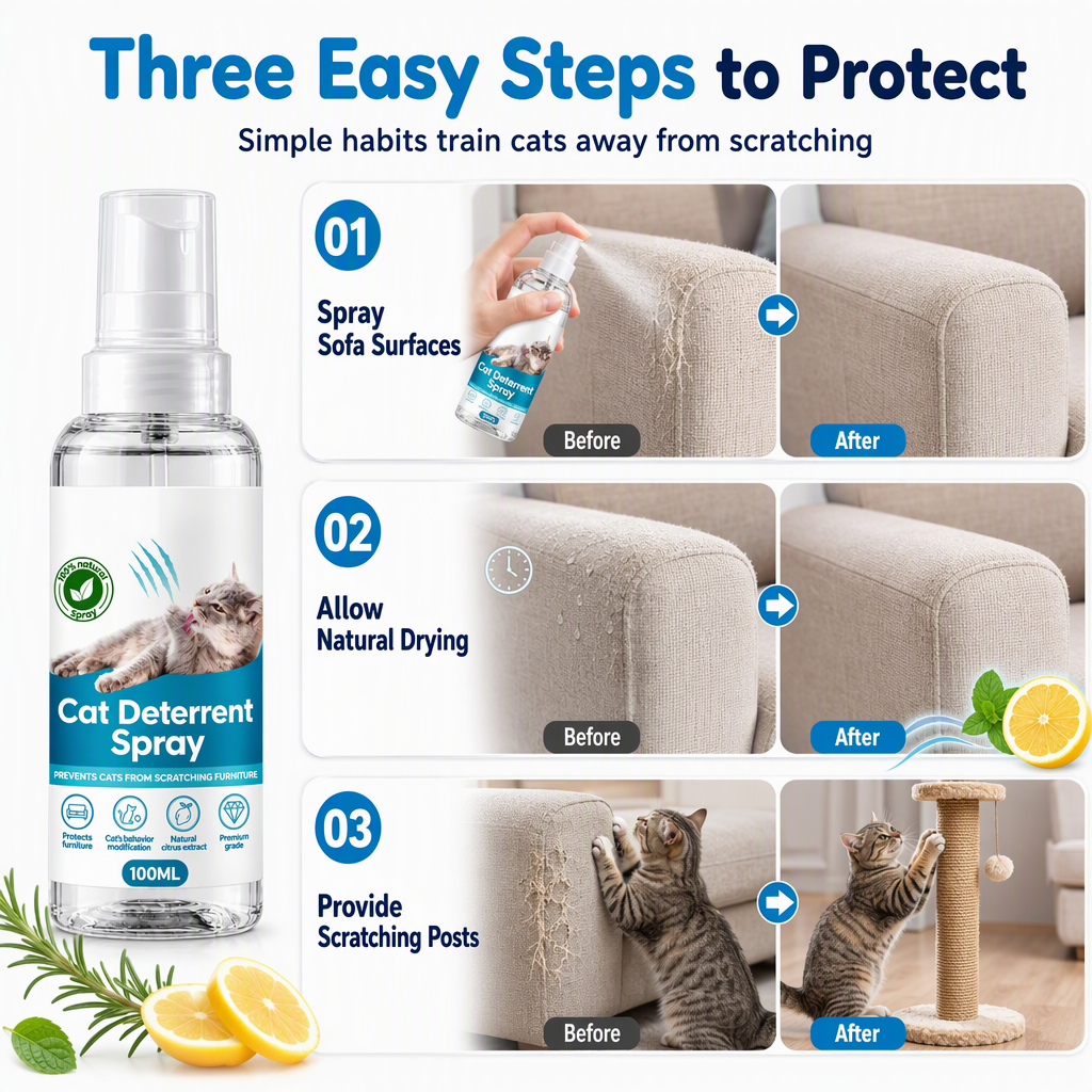 Spray disabituante antigraffio per gatti e cani 🐾🏠👜 Aroma agrumato, applicazione localizzata senza macchiare pelle e tessuti, disabituando gli animali a graffiare scarpe, borse e arredi per mantenere integri i tuoi oggetti.