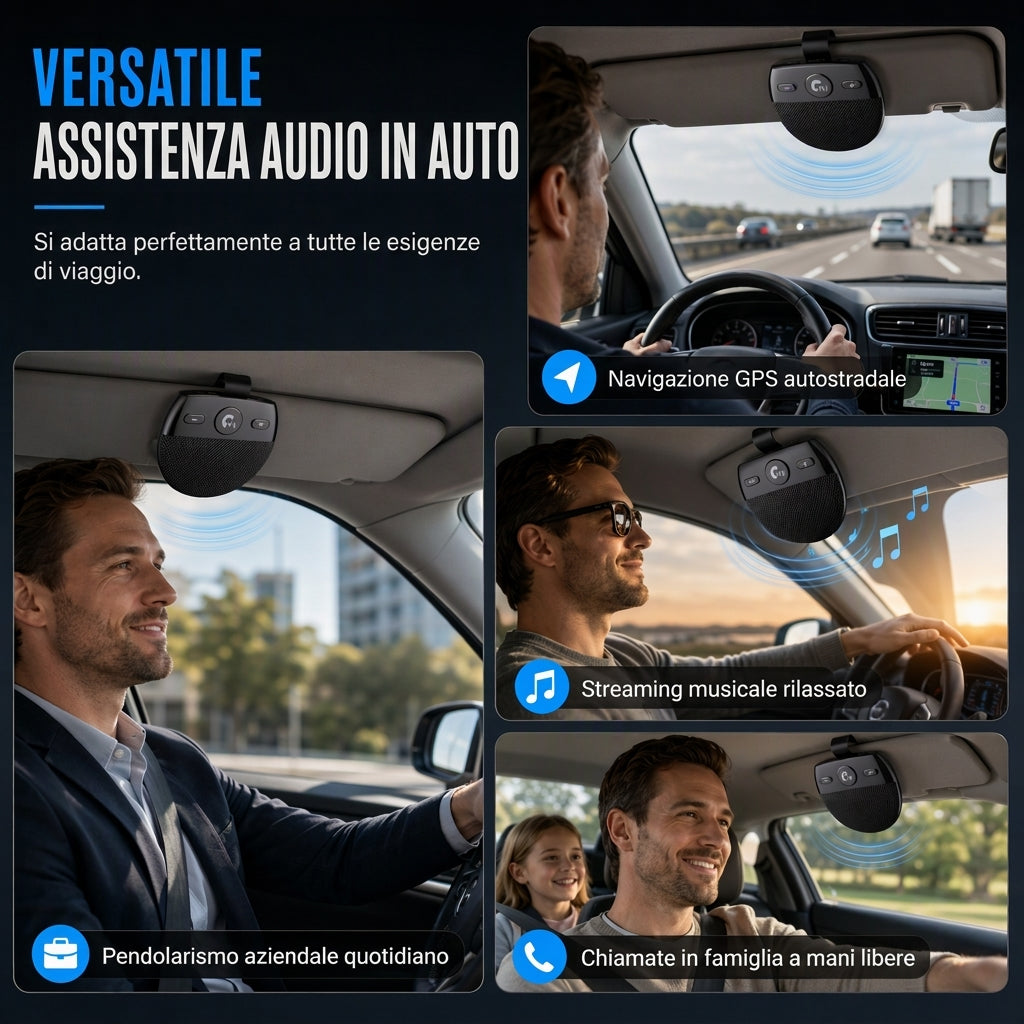 Vivavoce Bluetooth per visierino parasole auto 🔊📱⚡