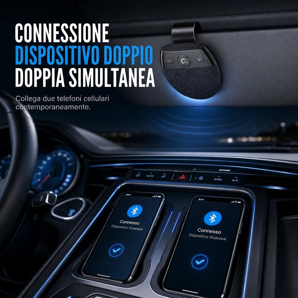 Vivavoce Bluetooth per visierino parasole auto 🔊📱⚡
